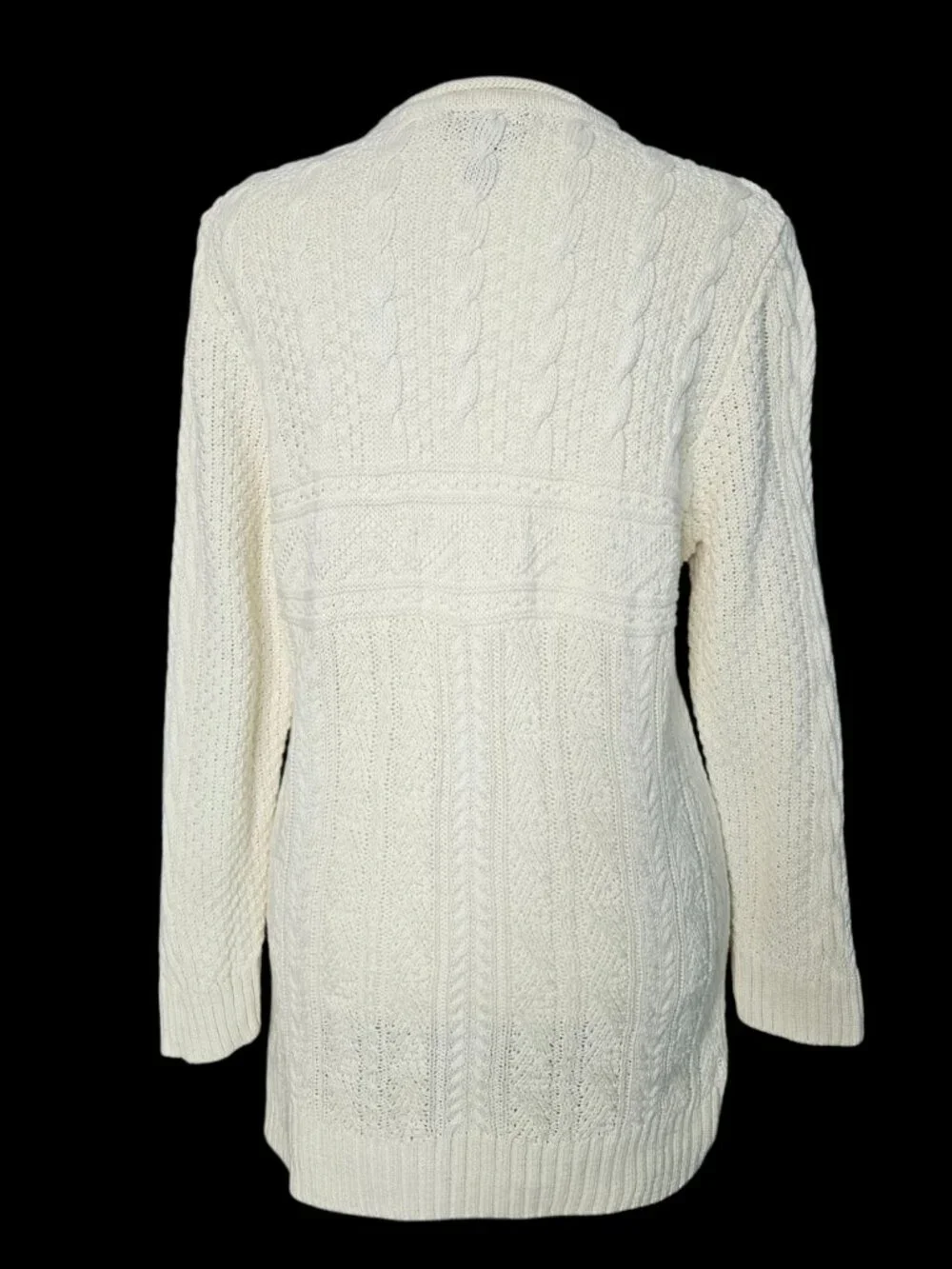Lauren Ralph Lauren Women's XL Cable Knit Sweater Cream Linen/Cotton Roll Neck